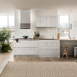 A modern stílusirányzatú Tess modern olasz konyhabútor négy színváltozatban érhető el – fehér tölgy, természetes tölgy, bronz tölgy és szürke tölgy